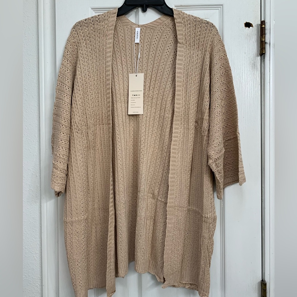 NWT Tan Knit Cardigan Sweater XL
